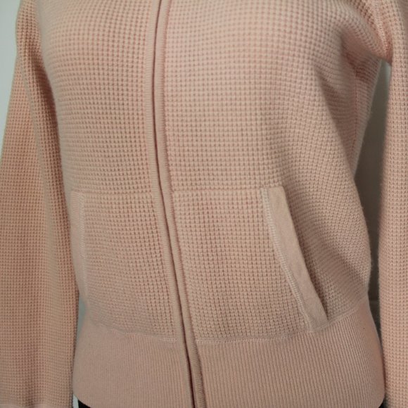 banana republic cashmere cardigan sweater full zipper blush  2 pockets Medium - Picture 2 of 8